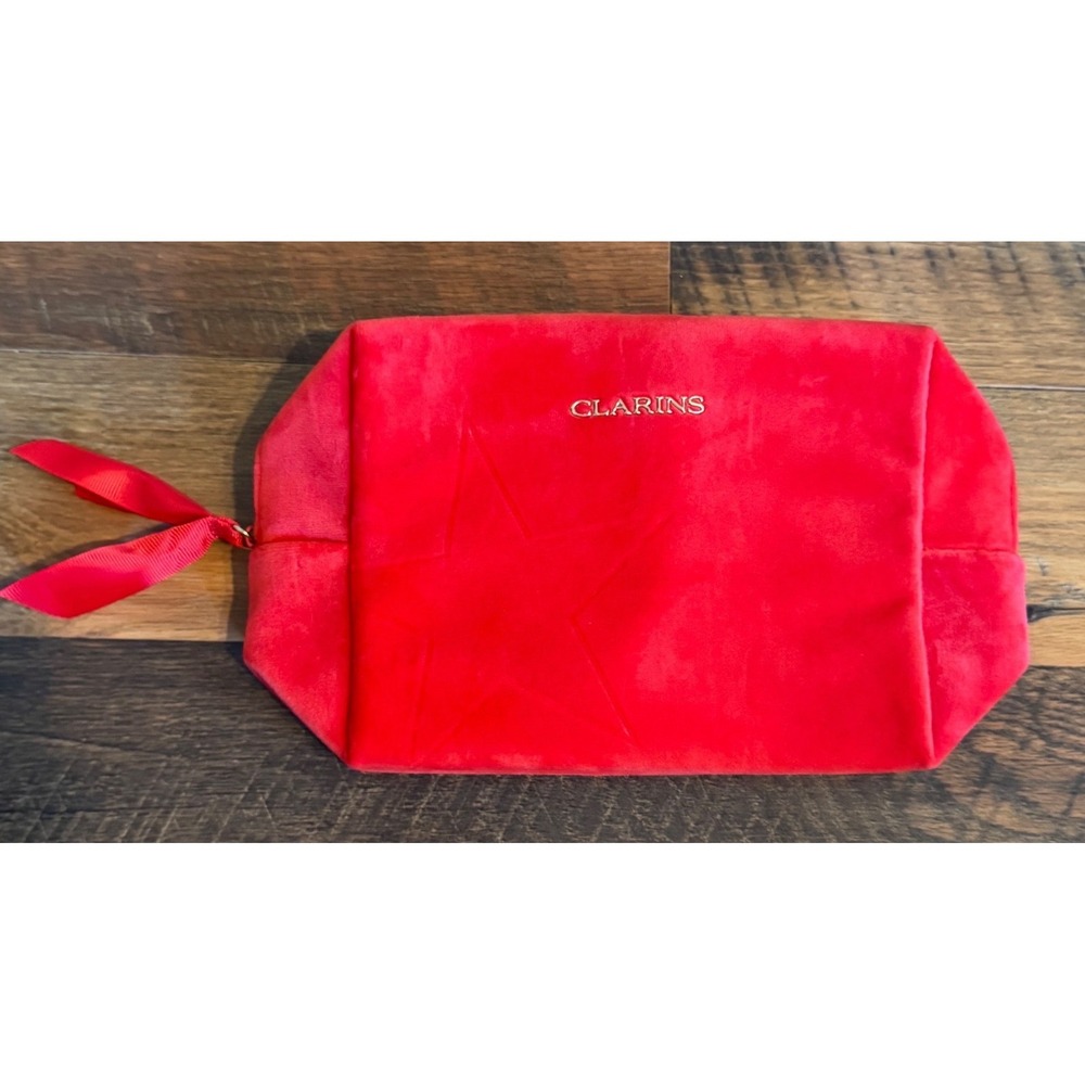 Clarins Red Star Cosmetic Make Up Toiletry Case Pouch NWOT